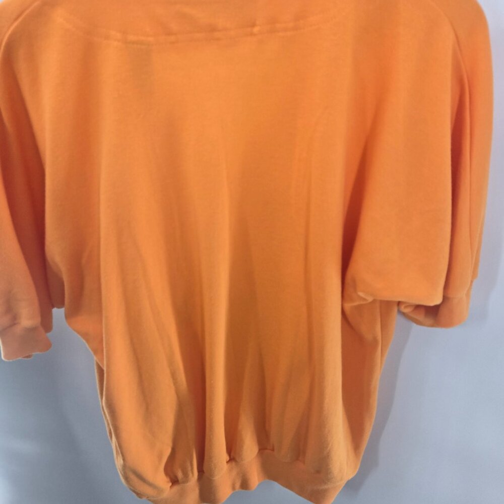 Vintage Karen Scott Orange Upcycled Lorikeet Parrot Applique Short Sleeved Top L - Picture 12 of 16